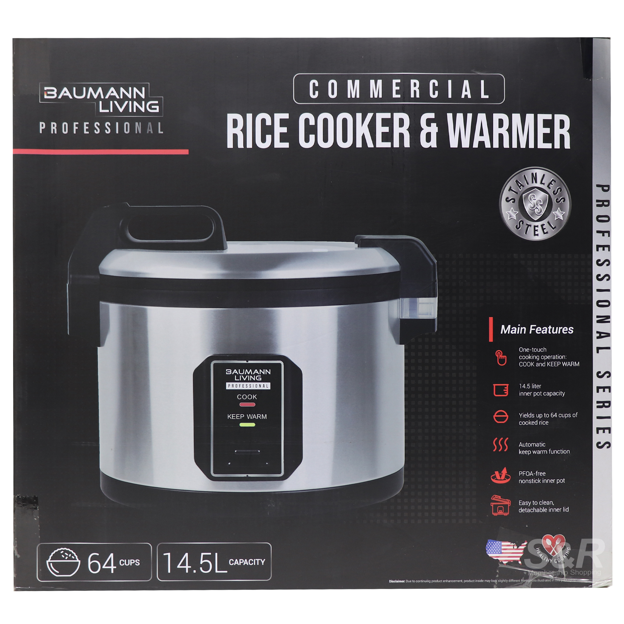 Baumann Living Professional Commercial Rice Cooker and Warmer 64cups BM-SA8254 Baumann Living Professional Commercial Rice Cooker and Warmer 64cups BM-SA8254